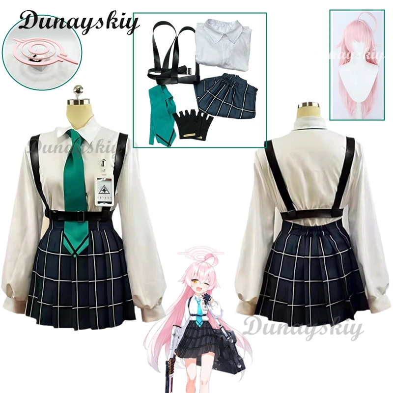 

Blue Archive Takanashi Hoshino Game Cosplay Costume Women JK School Uniforms Sailor Suit Wig Shoes Headwear Halo Halloween Party