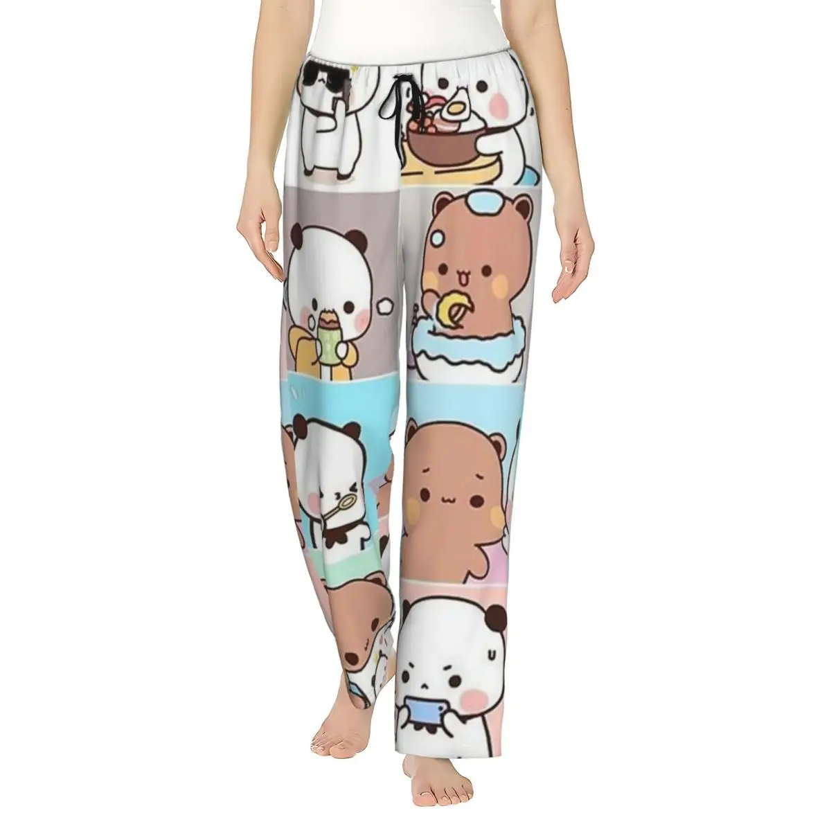 

Женские пижамные брюки Custom Panda Bear Bubu And Dudu с карманами для дома и сна