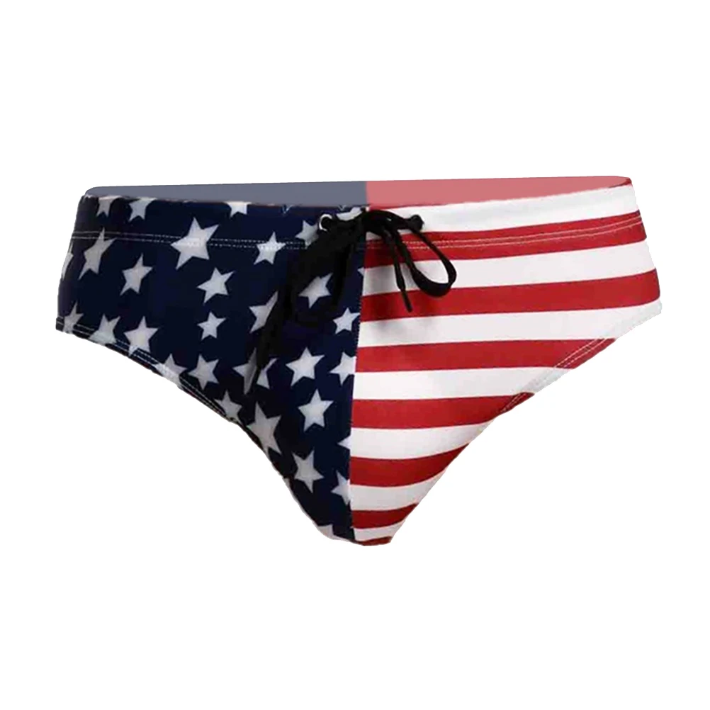 Cuecas masculinas breves bandeira dos eua estampa respirável roupa de banho para natação surf masculino swinsuit breve tamanho l azul