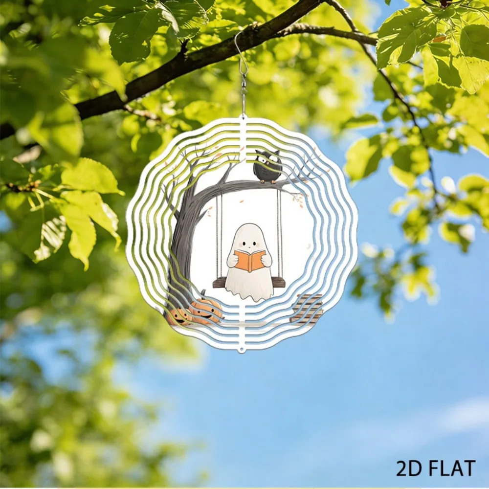 

Halloween Wrought Iron Wind Chimes Outdoor Ghost Pumpkin Fall Garden Decor