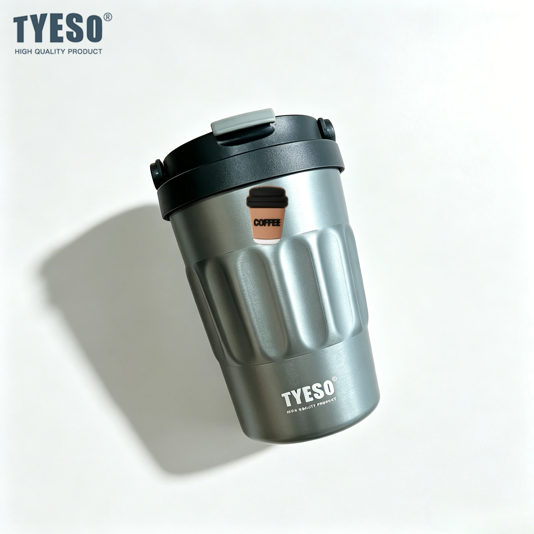 Tyeso 400ml Vintage with Coffee Stick Stainless Steel Insulated Coffee Mug Portable Stainless Steel Travel Thermos with Handheld