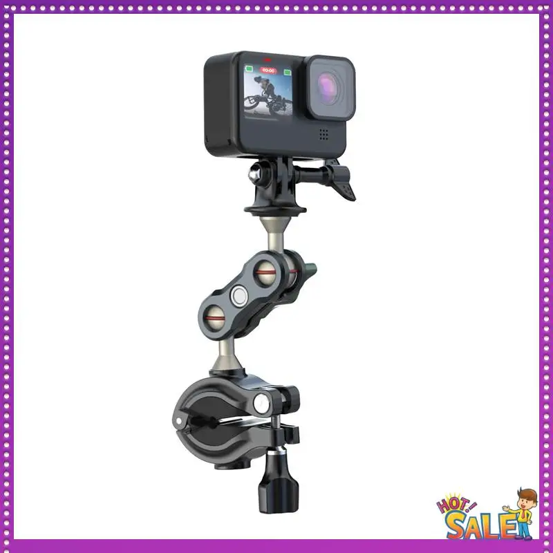 AA87 دراجة نارية دراجة قوس مزدوج الكرة رئيس الذراع السحري ل Gopro 12 عمل أجزاء الكاميرا الملحقات