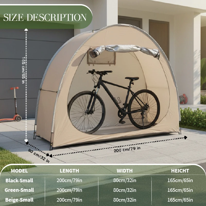 Portable Outdoor Bike Shelter Storage Tent Aluminum Alloy Frame Oxford Fabric Carry Bag Included Easy Bike Protection