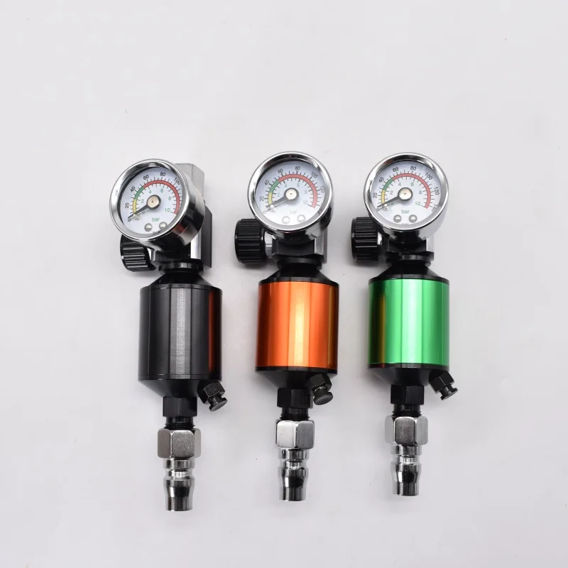 New 1/4 inch universal red, green, and black spray gun pressure gauge three piece set improves spray quality