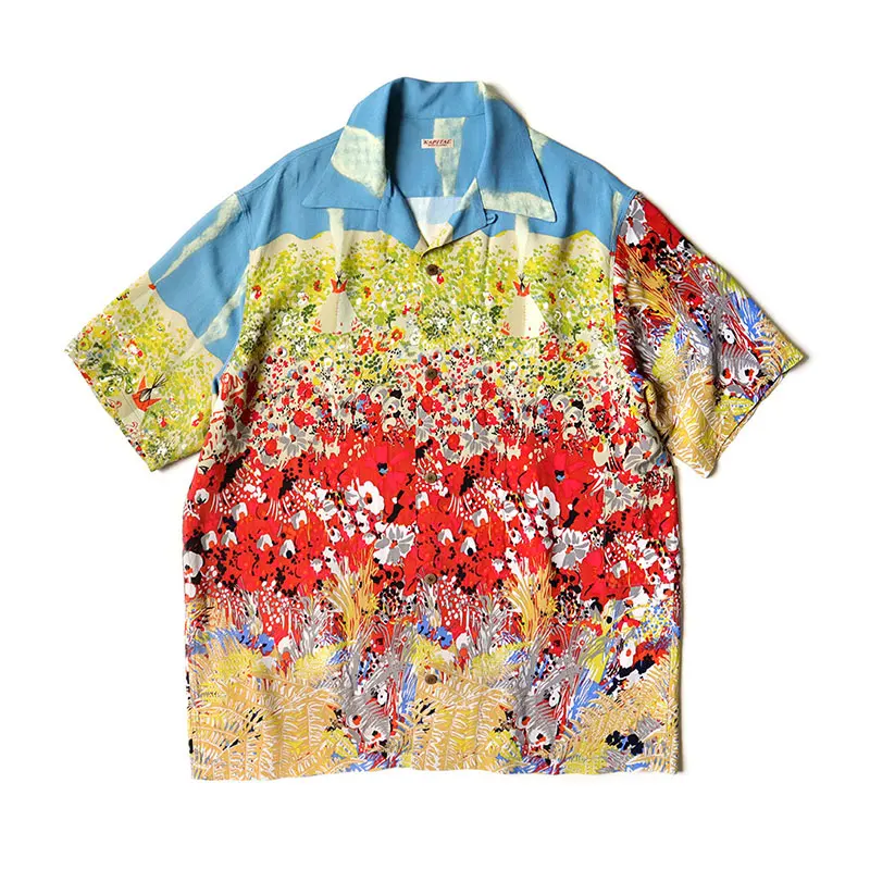 

KAPITAL 24SS Floral Print Casual ort Sve irt ex Loose Fit Cuban Collar Summer Wear Daily Ocn Regular Thin