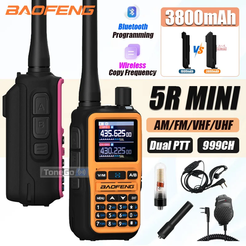 baofeng-uv-5r-ミニ-3800mah-大容量バッテリー搭載-5w-トランシーバー-am-fm-ブルートゥース対応-プログラミング機能付き-デュアルptt-ポータブル-長距離通信対応-アマチュア無線機