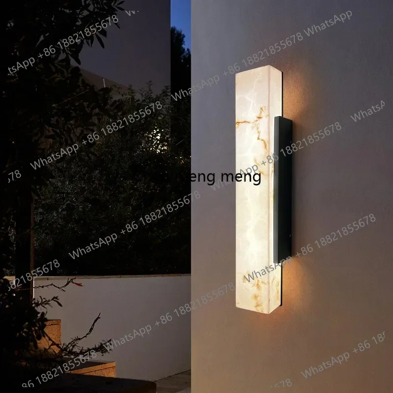 

Modern and simple solar outdoor wall lamp outdoor waterproof sensor imitation marble terrace long wall lamp 80CM