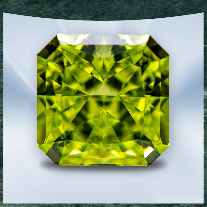 Cubic Zirconia Crushed Ice Cut No Certificate Asscher Shape Apple Green Color Charms Beads for Diy Top Jewelry Making Materials