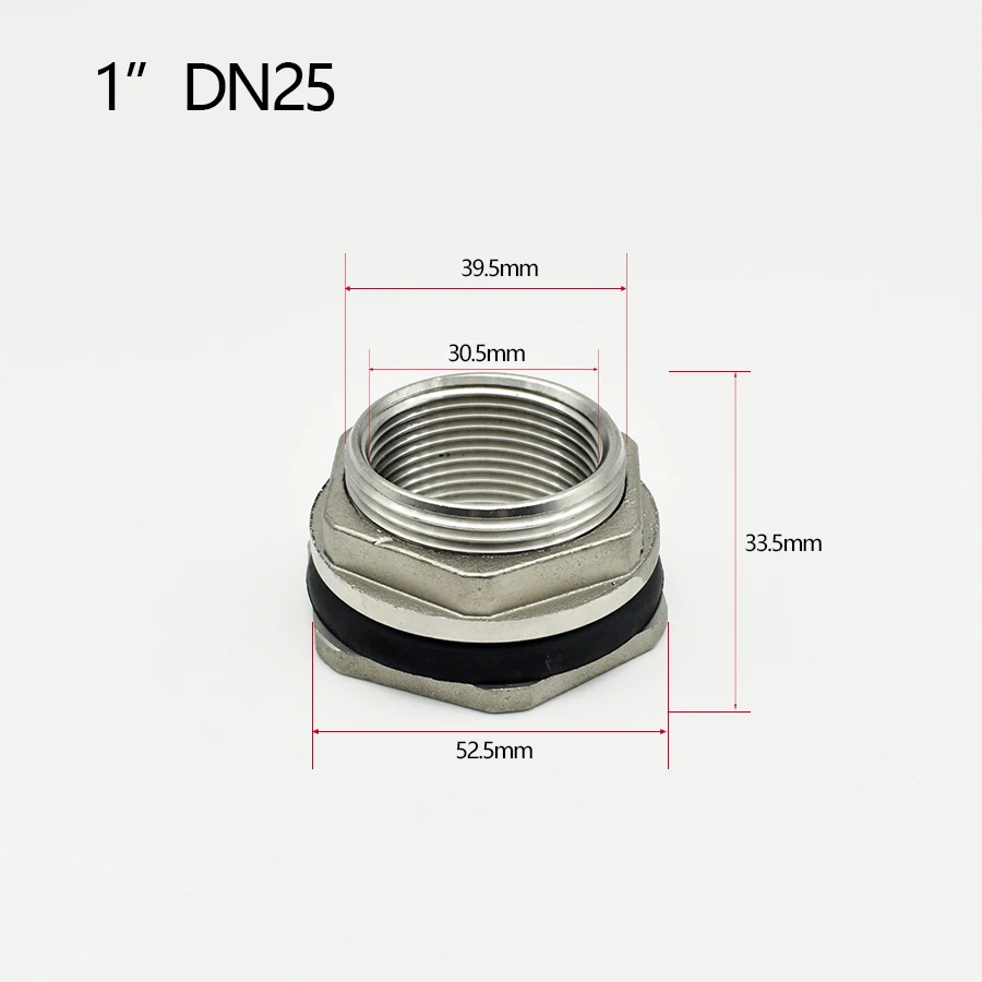 Schott-Wassertank-Anschlussadapter – BSP-Innengewinde aus Edelstahl 304, 1/2 Zoll, 3/4 Zoll, 1 Zoll, 1-1/4 Zoll und 1-1/2 Zoll Rohradapter – Detail 4