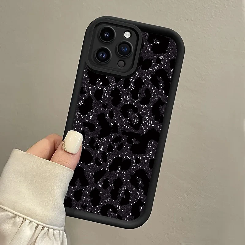 Gefleckte Leopardenmuster-Handyhülle mit Trageriemen für iPhone 15 16 17 Pro Max 14 13 12 11 Pro Plus XS Stoßfeste Matte Silikonhülle – Detail 4