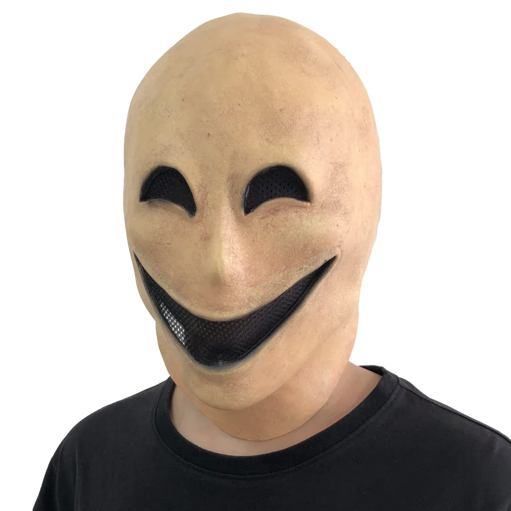 Horror Smile No Face Man Mask Cosplay Creepy Alien Monster Demon Latex Helmet Halloween Carnival Party Costume Props For Adult
