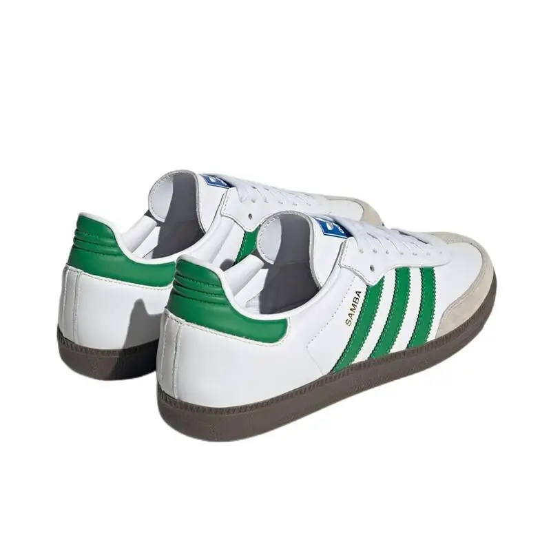 Adidas SAMBA OG OG Anti Slip, Comfortable, Wear Resistant, Versatile Low Cut Board Shoes for Men and Women in White and Green