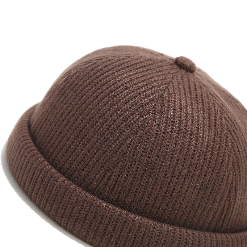 Bocca Knitted Docker Cap Beanies Brimless Hat Without Visor Skullcap Men Women Solid Color Warm Thick Winter Hat Street Fashion