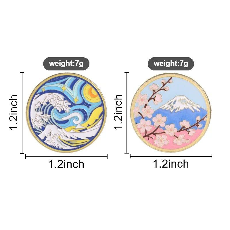 Japanese Ukiyo-e Landscape Badge Cute Cartoon Art Enamel Pins Fashion Lapel Brooches Backpack Clothes Jewelry Gift for Friends