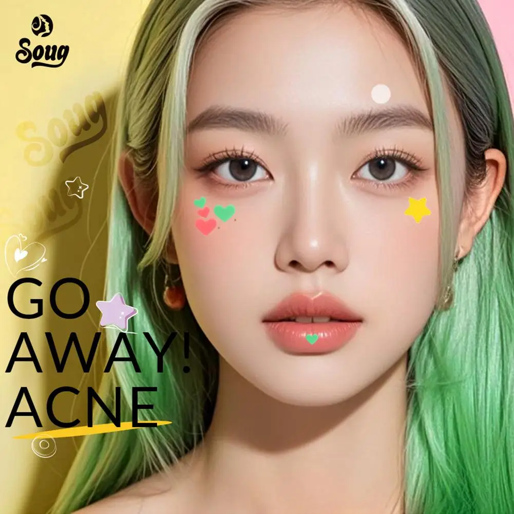 224 التهم الملونة بثرة بقع مستديرة/نجمة/شكل قلب العناية بالبشرة ملصقات غير مرئية حب الشباب غطاء الوجه بقعة بثرة التصحيح