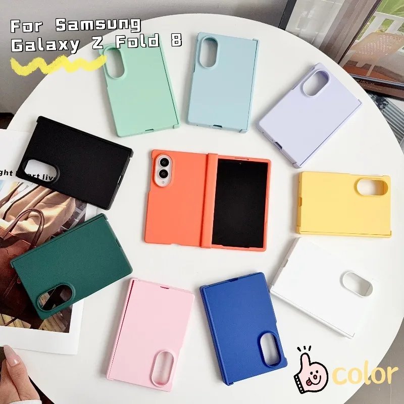 Thin Slim Skin Feel Colorful PC Hinge Protect Case for Samsung Galaxy Z Fold 8 Raised Camera Bezel Shockproof Flip Cover Funda