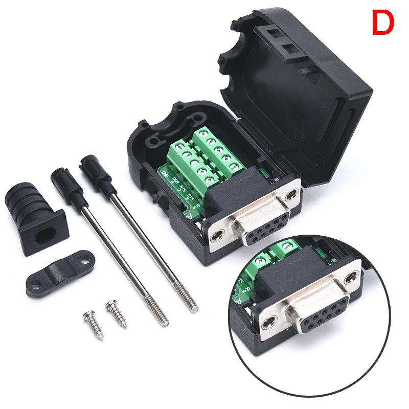 1PC DB9 Connector RS232 Male Female 9 Pin RS485 Breakout Terminals COM Connectors