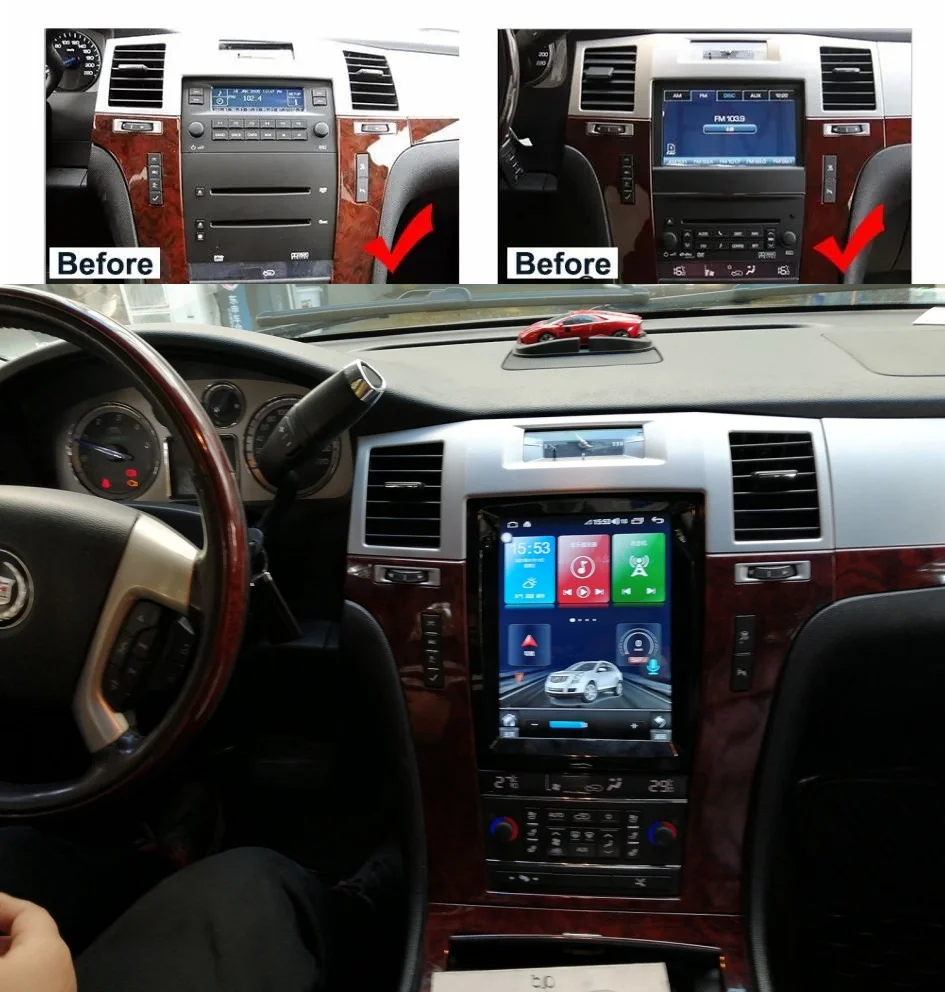 CY Carplay Android 13 For Cadillac Escalade 2007-2014 Touch Screen Car GPS Navigati HeadUnit Multimedia Player Car Radio BT 5.0