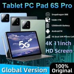 2024 Global Version Original Android 14 Pad 6S Pro Xiao Tablets 11inch HD 4K 16GB+1T 12000mAh 5G Dual SIM Bluetooth WiFi Tablet