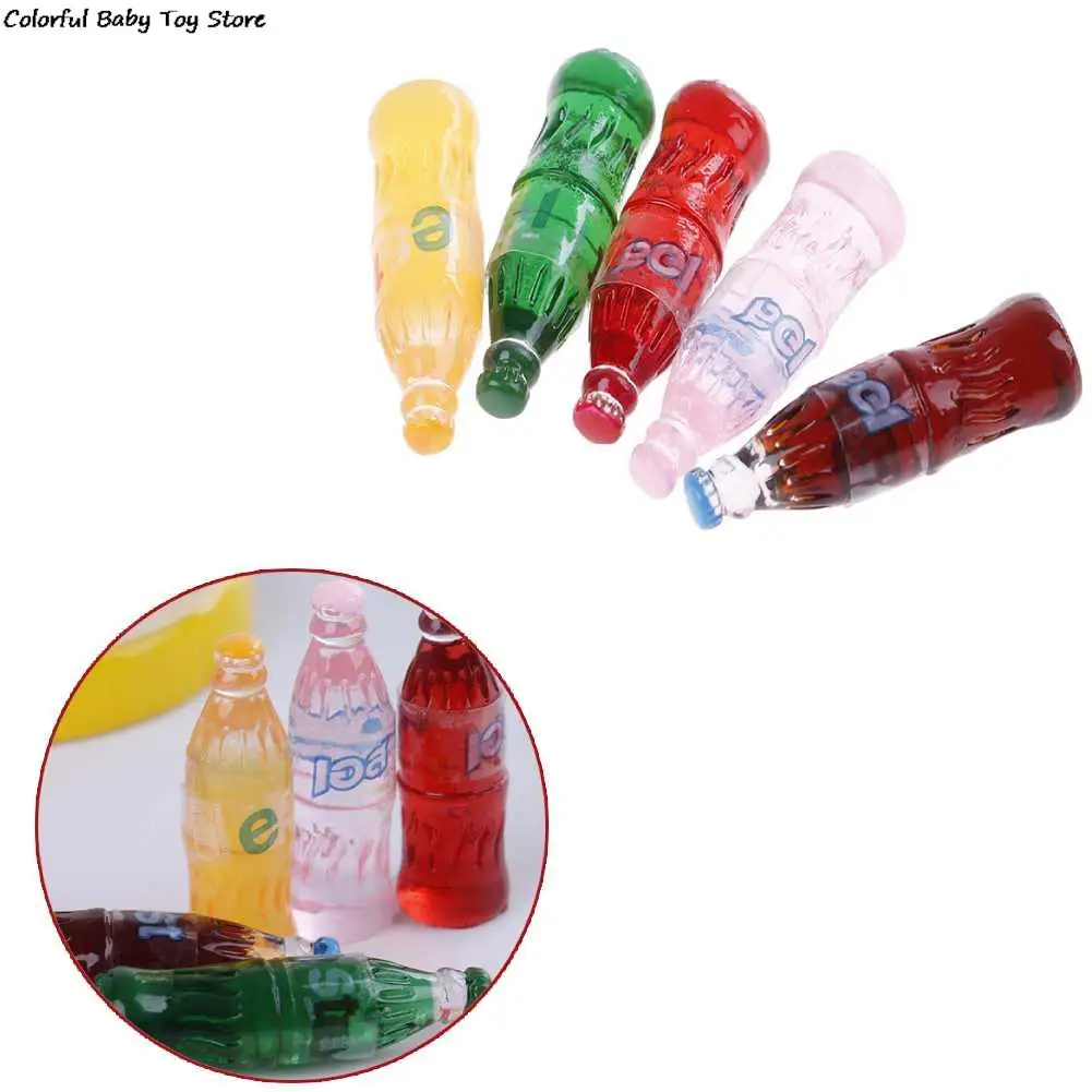 5pcs Mini Soda Cola Model Doll house Miniature Drink Play Food Doll House Kitchen Toys For 1:12 Scale