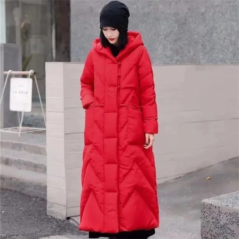 ダウン綿パッド入りジャケット女性パーカー 2025 冬の新しいフード付きミッドレングスポケット厚い暖かい綿の服ルーズオーバーコート