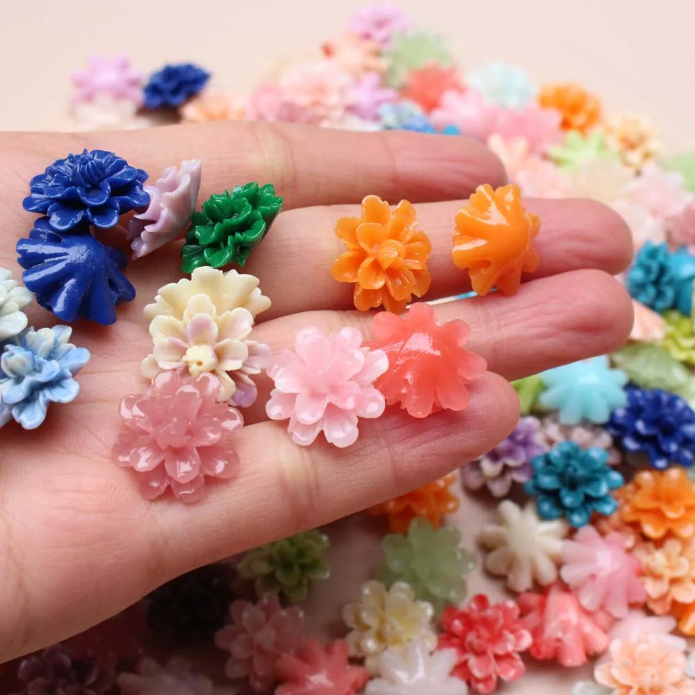 10Pcs 17mm Multi-Color Artificial Coral flower Sunflower beads Loose beads for Jewelry Bracelet Necklace Earring DIY making