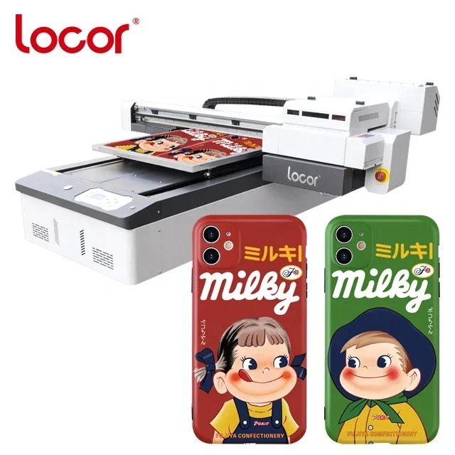 support 15cm thickness  Locor  UV6090 A1 UV led flatbed printer for gift box pen mugs bottles printing DTG to garment printer