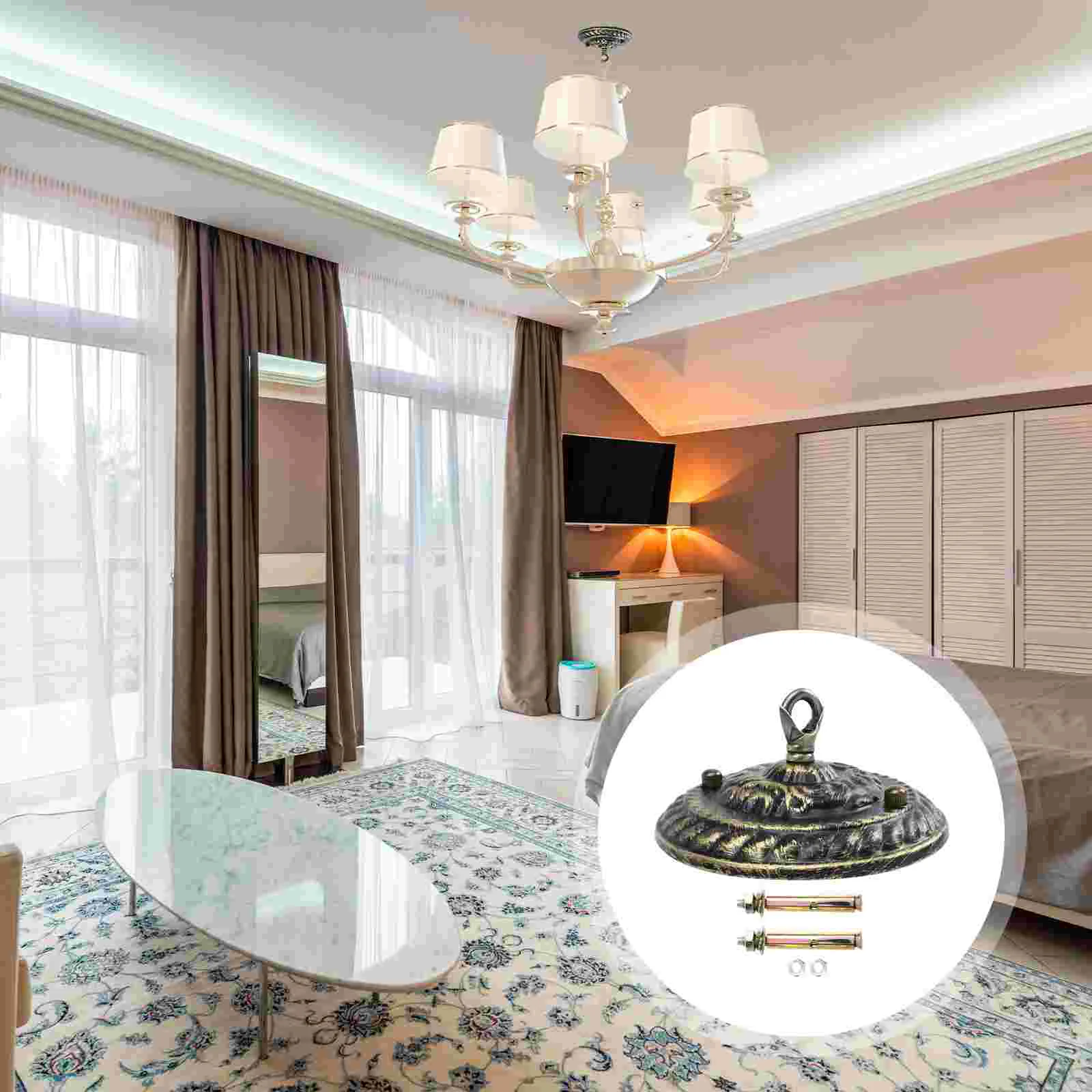 

Hanger Black Ceiling Light Chandelier Shade Hook DIY Pendant Kit Mounting Plate Suite Canopy for