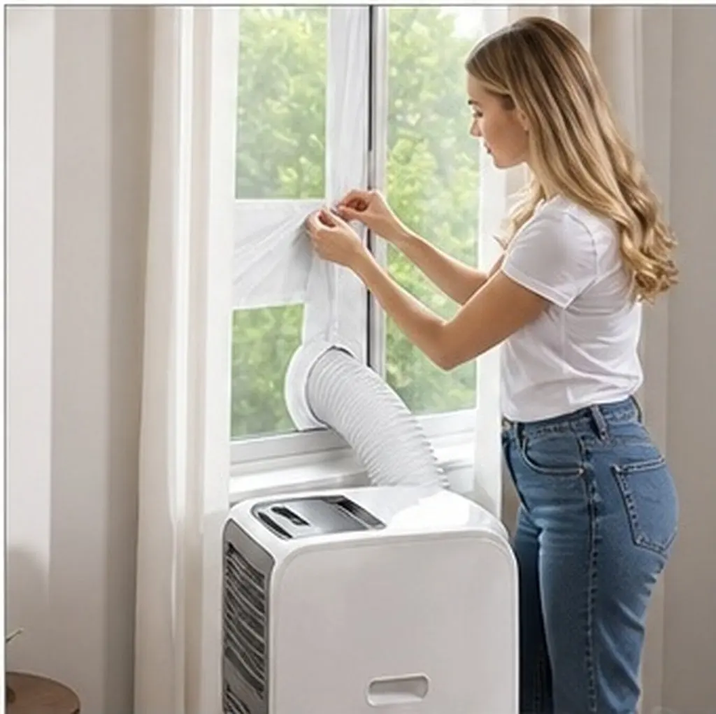 1Set Air Conditioner Seal Cloth Portable Window Sealing Cloth Effective Venting Kit for Window Frame Insulation and Energy