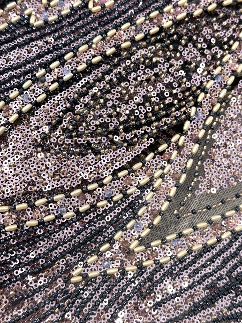 5 Yards High-end Heavy Beaded Fabric Latest African Luxury Sequins Groom Embroidery Fabric French Tulle Lace For Sewing Wedding