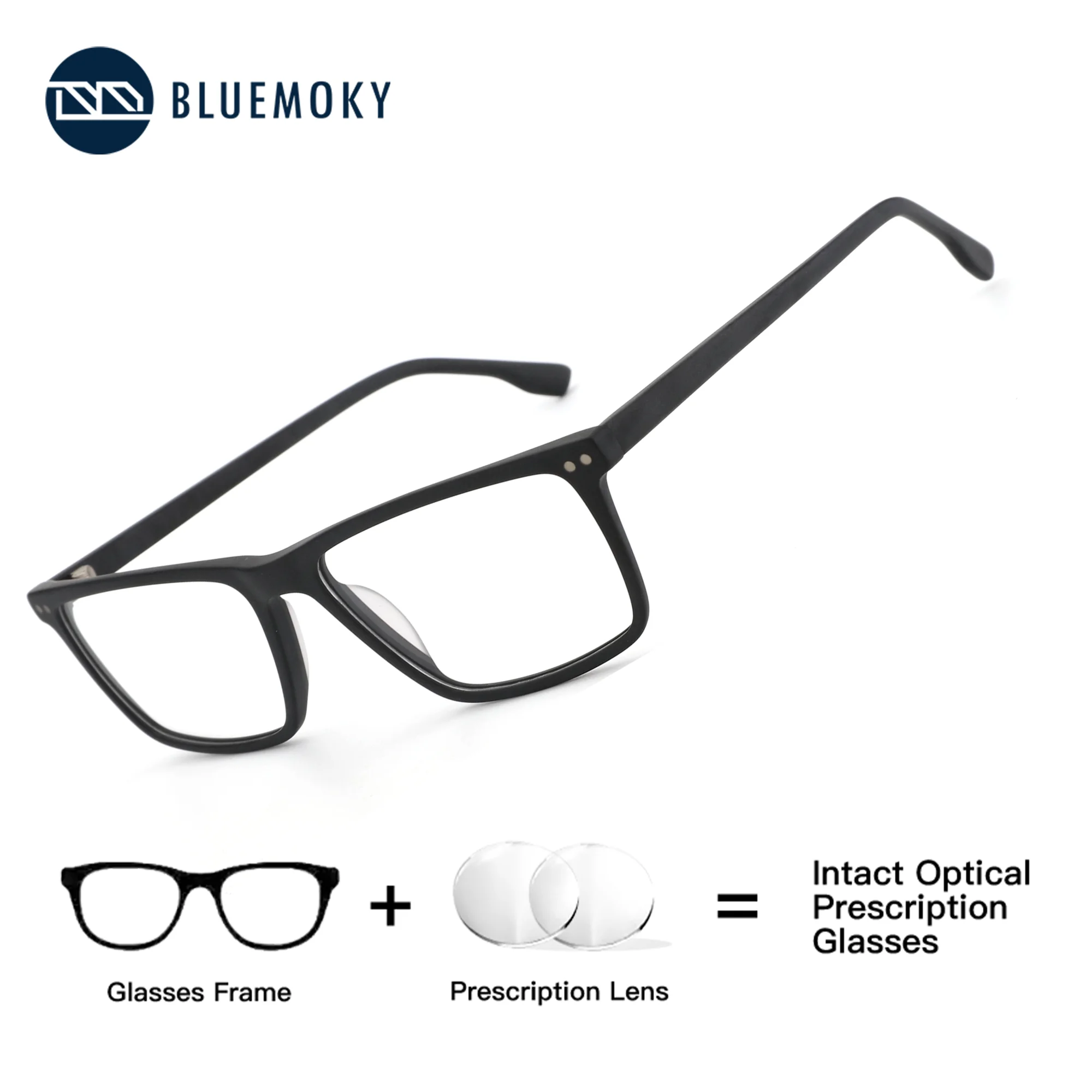 

BLUEMOKY Rectangle Minus Prescription Glasses For Men Acetate Photochromic Anti Blue Light Optical Eyeglasses