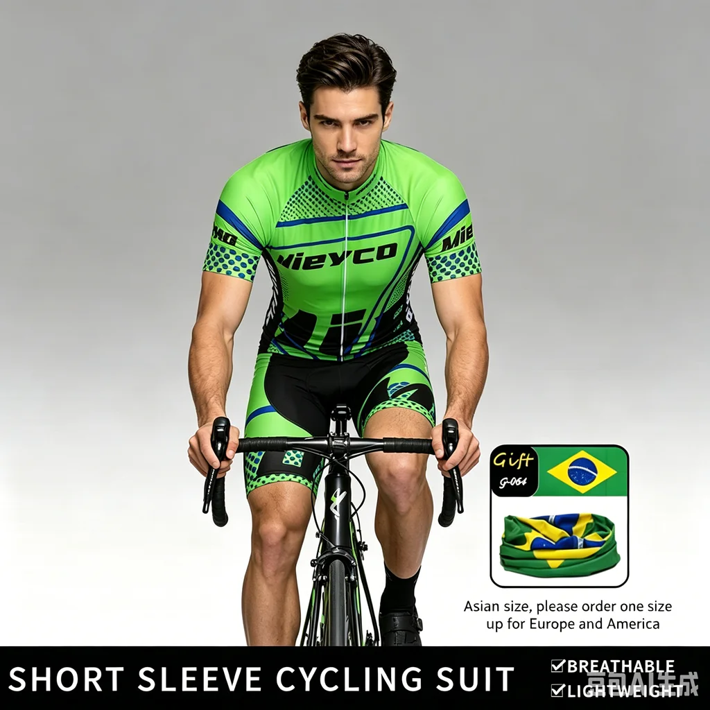 

Men's Breathable Cycling Jersey Set Tracksuit Wear-Resistant MTB Racing Sport Bicycle Outfit Short Bike Clothing Summer Run Suit