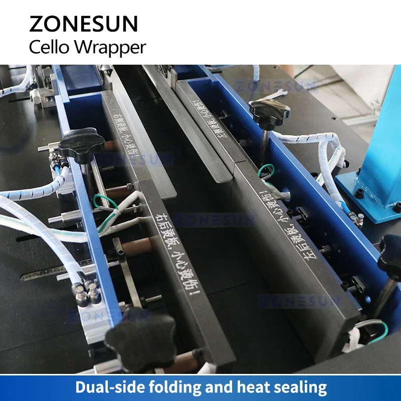 ZONESUN Automatic Cellophane Wrapping Machine Cello Wrapper Sealer Boxes Overwrapping Product Packaging Equipment ZS-MSFM750A