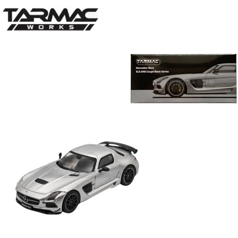 1:64 Mercedes Benz SLS AMG Coupe Black Silver Micro diecast alloy car model Collection Display piece boy toy children's gift.