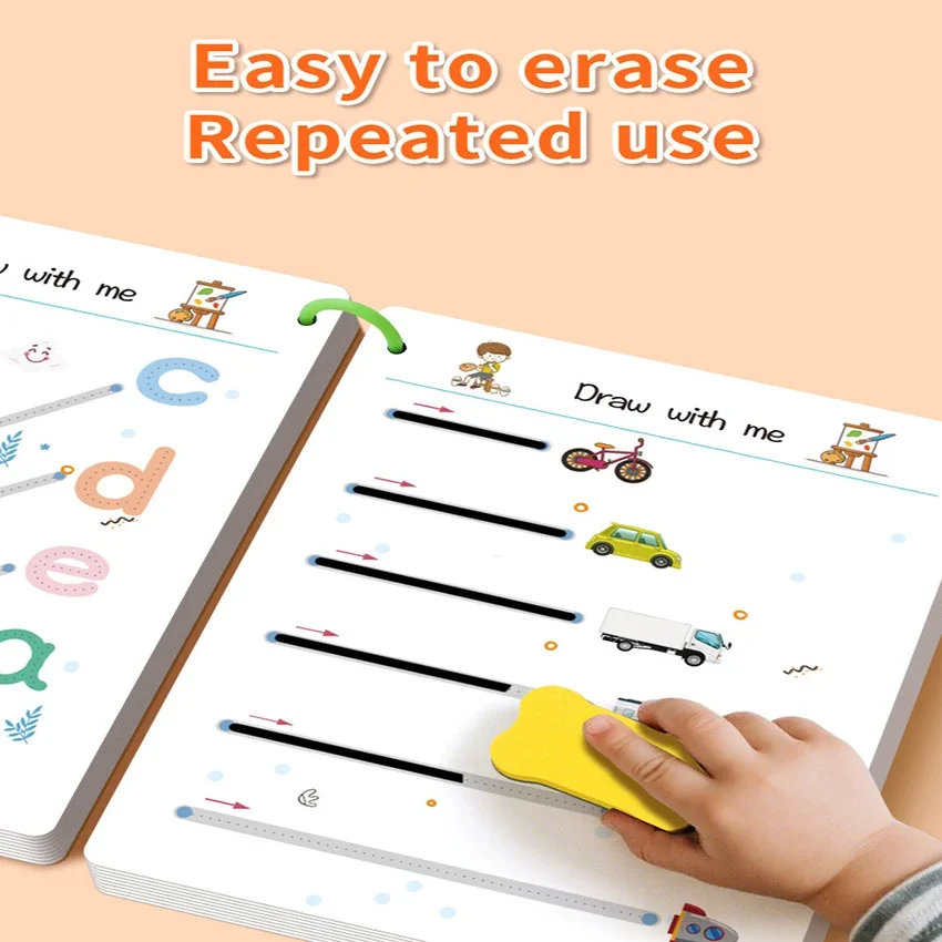 Reusable Pen Control Training Book for Children Magical Tracing Workbook Montessori Educational Calligraphy Practice Copybook