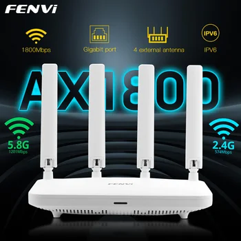 FENVI 듀얼 밴드 와이파이 6 라우터, 기가비트 랜 무선 메쉬 MIMO-OFDMA, 안전 강한 신호, 확장 커버리지, WPA3, AX1800, 2.4G, 5.8GHz