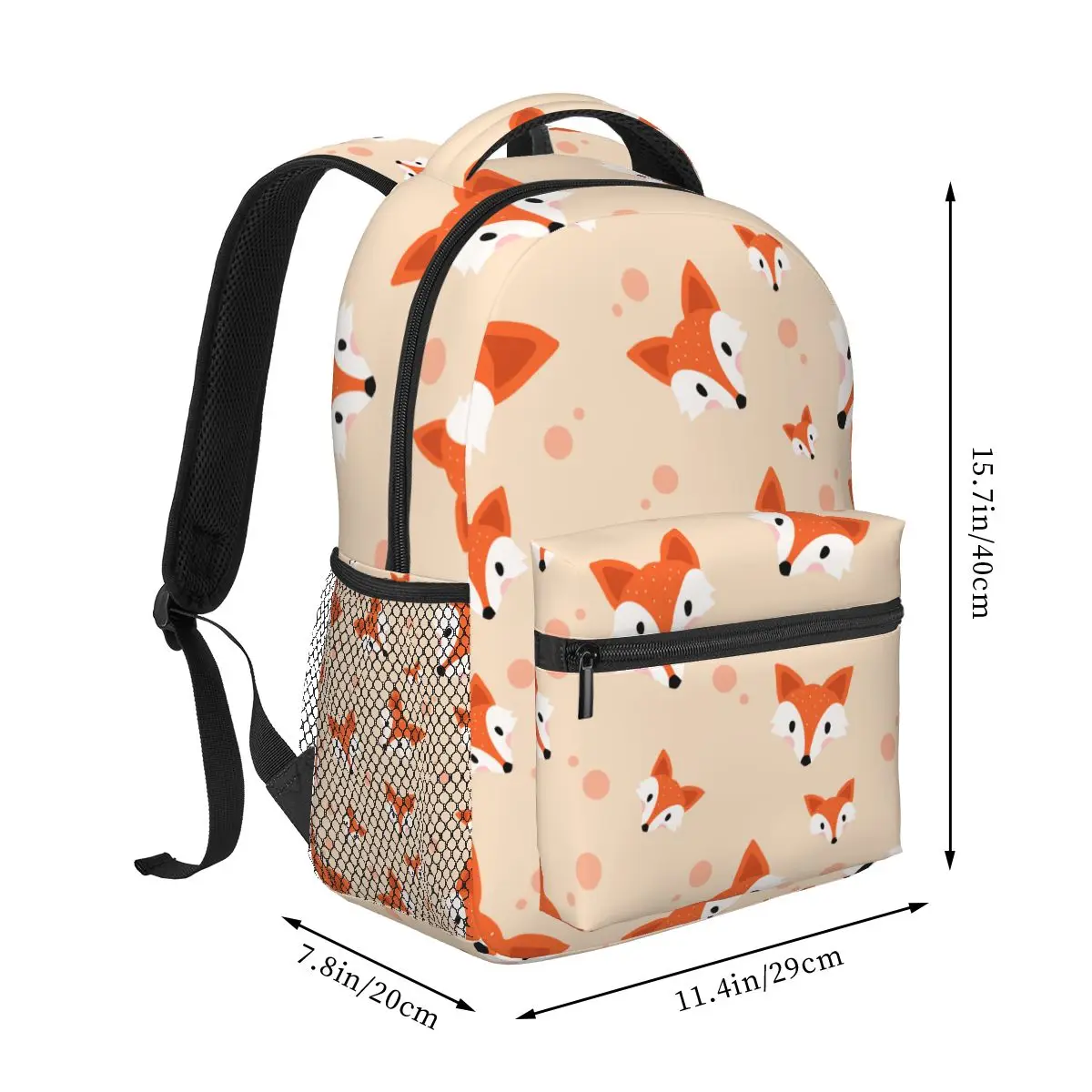 School Bag for Girls Boys Laptop Backbag Children Backpack Cute Hat Fox Pattern Bag Pack