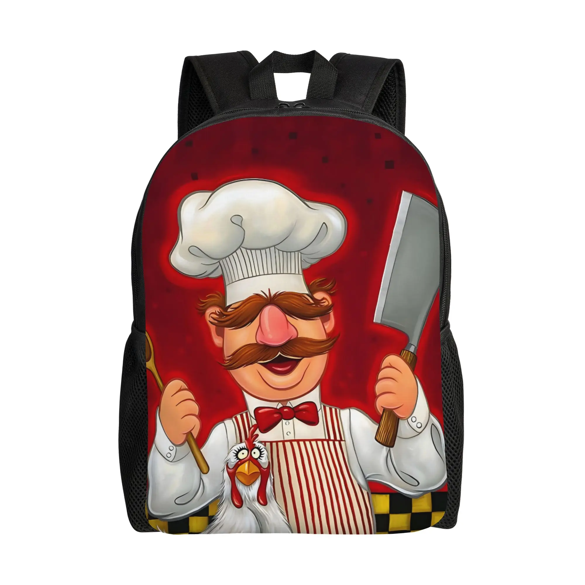 

Walt Cartoon College Bag Back to school season Swedish Chef And Chicken Versatile Backpack