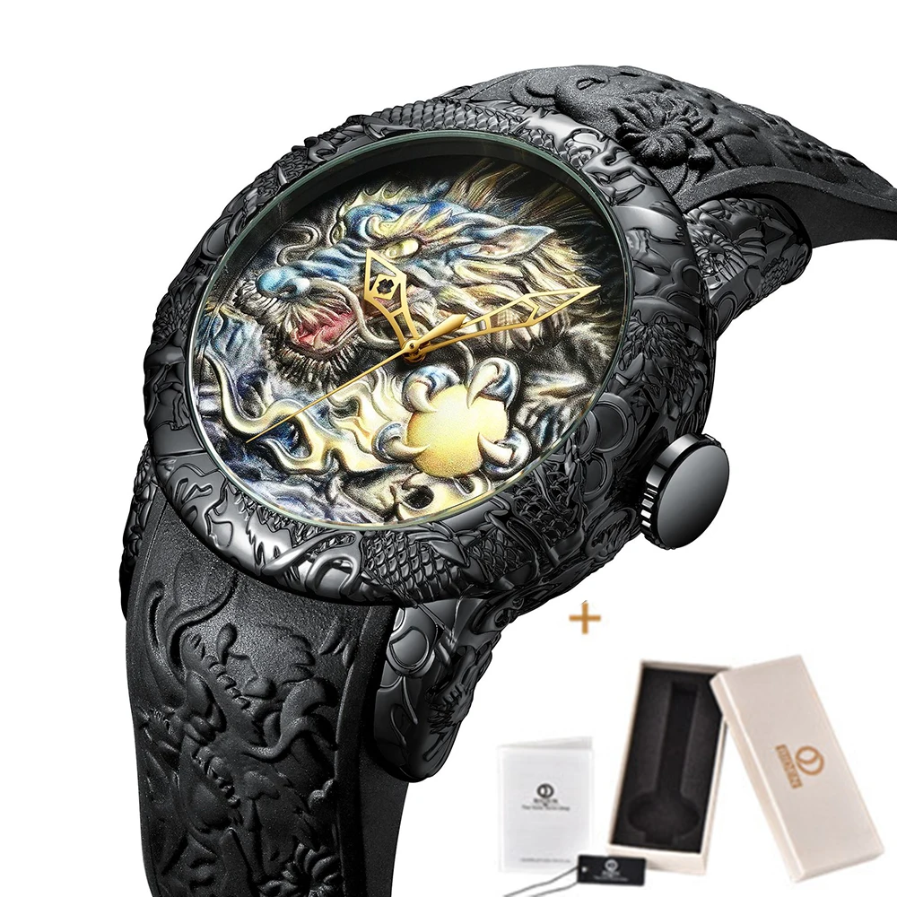 BIDEN impermeabile uomo orologi modello drago orologio sportivo al quarzo per uomo cinturino in Silicone orologio da polso orologio maschile Relogio