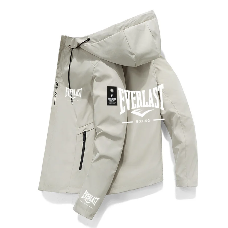 EVERLAST BOXING Spring and Autumn New Men's Windproof Zipper Jacket, Casual High Quality Hooded Baseball Outdoor Sports Jacket