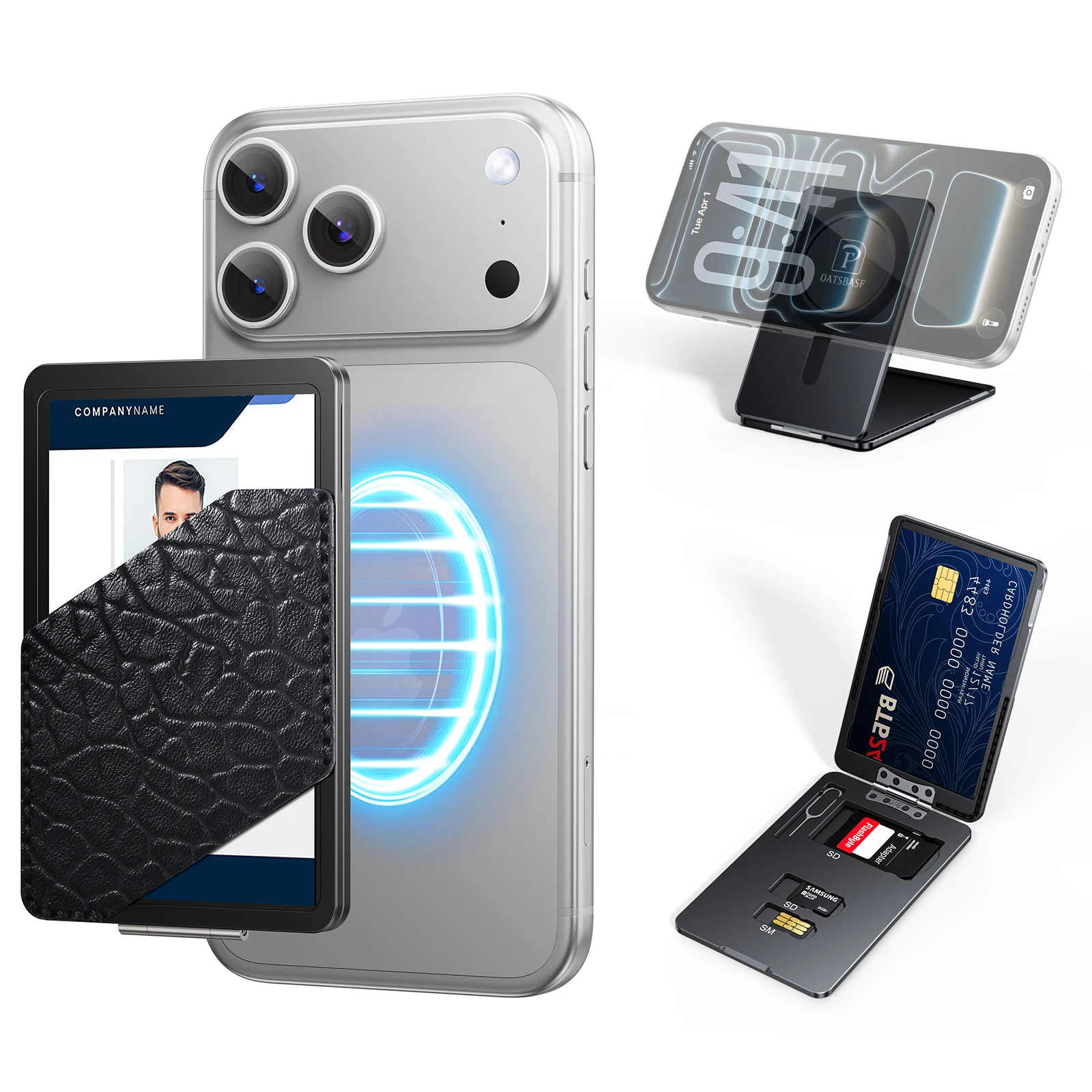 

Oatsbasf портативная металлическая складная подставка для телефона, магнитный держатель для карт, настольная регулируемая универсальная магнитная подставка для iPhone Samsung