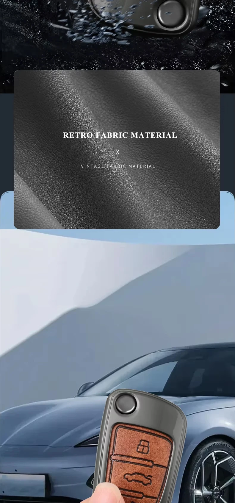 Hochwertige Legierungs-Leder Autoschlüssel-Hülle Schutzhülle für Audi A3 8P 8V 8L 2014 2015 2016 2017 Schlüsselanhänger Auto-Zubehör – Detail 6