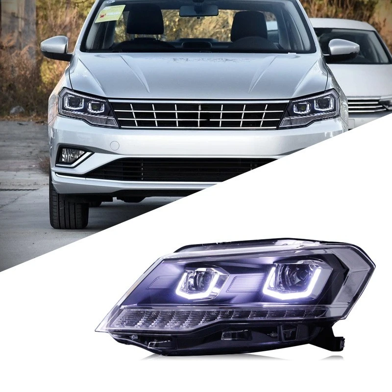 

Suitable For 17-19 New Jetta Headlight Assembly Modified U-shaped LED Daytime Running Light Double Lens Xenon Headlight