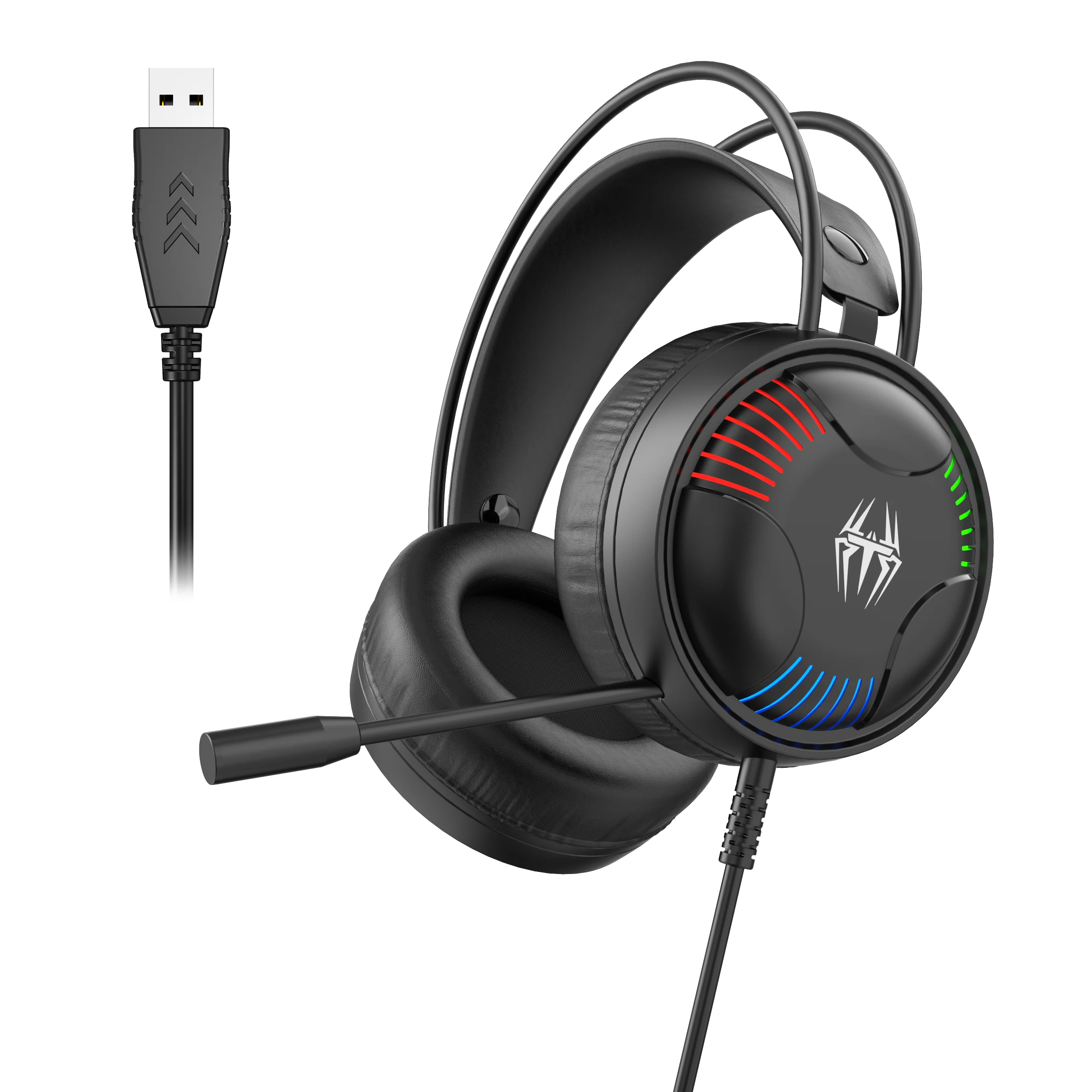 

LDON RGB Gaming Headset with Noise Canceling Microphone Surround Sound LED Headphones USB Connect for PC Laptop Mac Computer PC