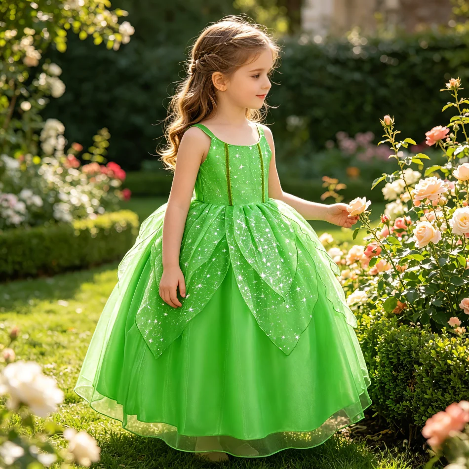2026 Baby Birthday Party Fairy Dresses Outfits Summer Kids Clothes Girls Carnival Elf Cosplay Costume Child Princess Dress Sets