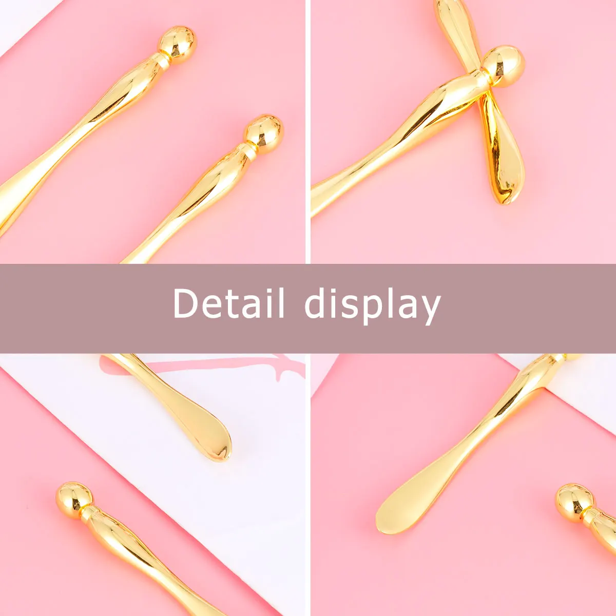 

2pcs Massage Stick Alloy Durable Skincare Tool Portable Cream Spoon Eye Cream Applicator Beauty Roller For Women Eye