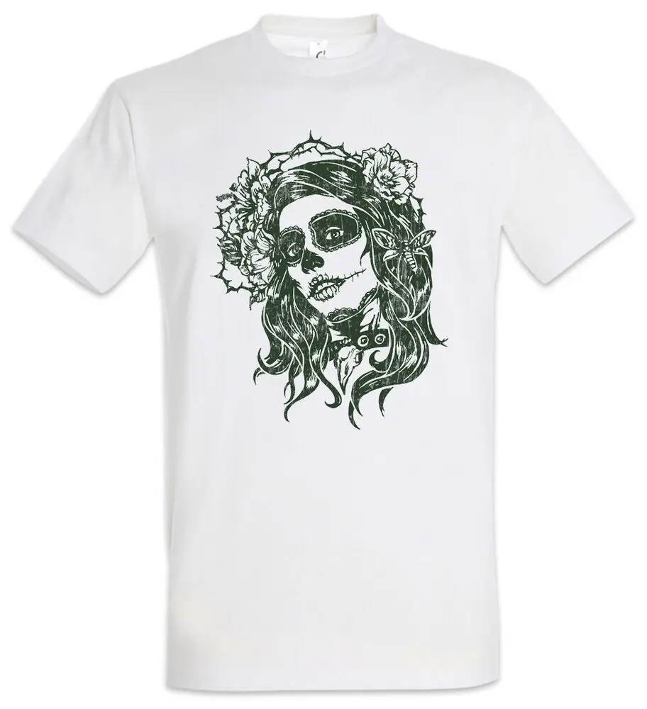 

Футболка с принтом "день де мертти II", футболки с коротким рукавом из хлопка для мужчин и женщин, футболки с принтом "тату-Череп Латиноамериканский и мексиканский сахар"