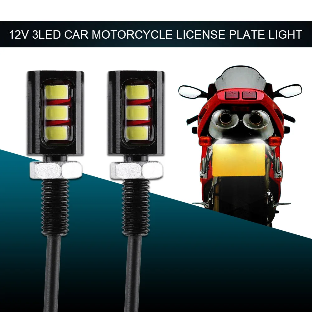 1 Pair License Number Plate Lights Universal License Number Plate Screw Bolt Light Energy Saving for 12V Car Motorcycle
