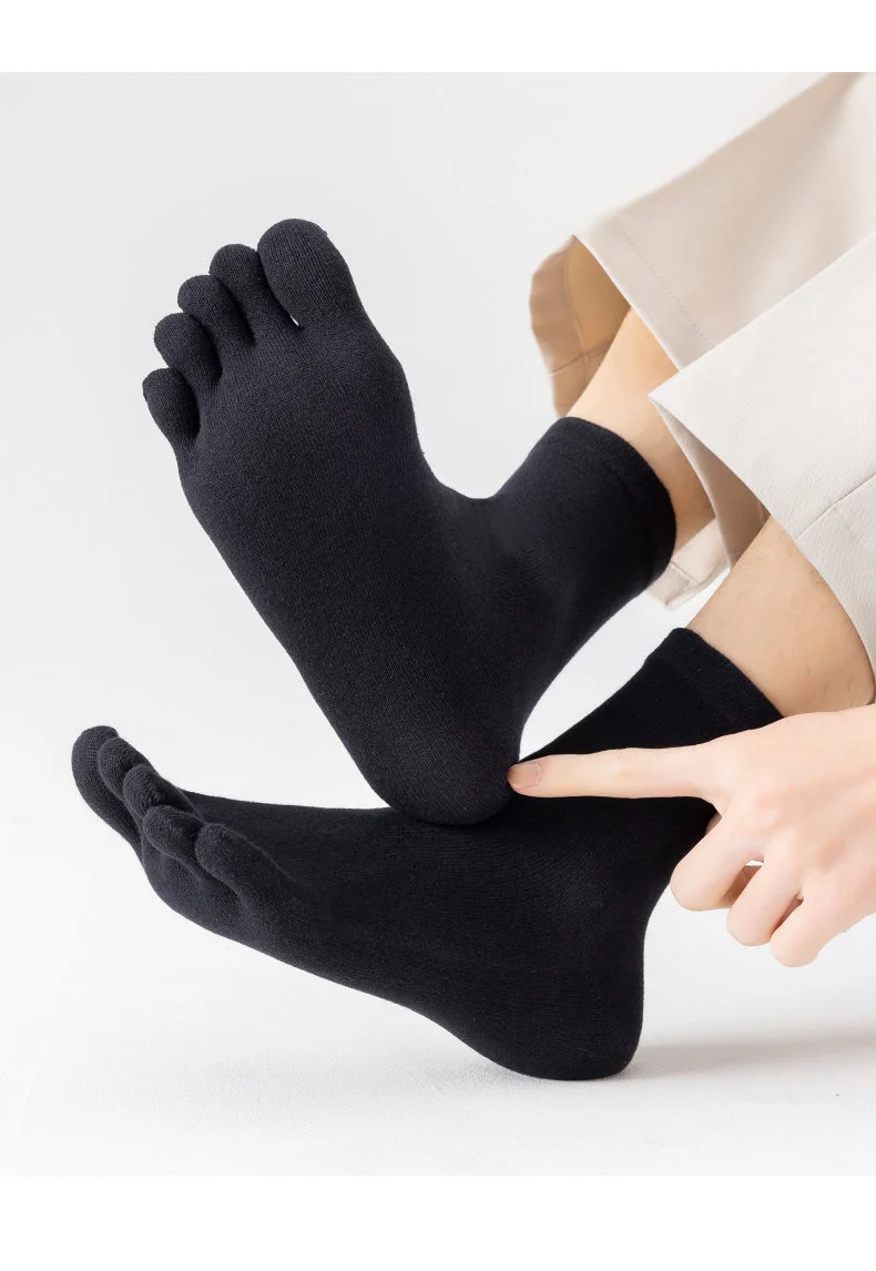 5 Paar Herren-Fünf-Zehen-Socken in Uni-Farben, geruchsresistent, atmungsaktiv, rutschfest, für den täglichen Sport- und Outdoor-Einsatz – Detail 12