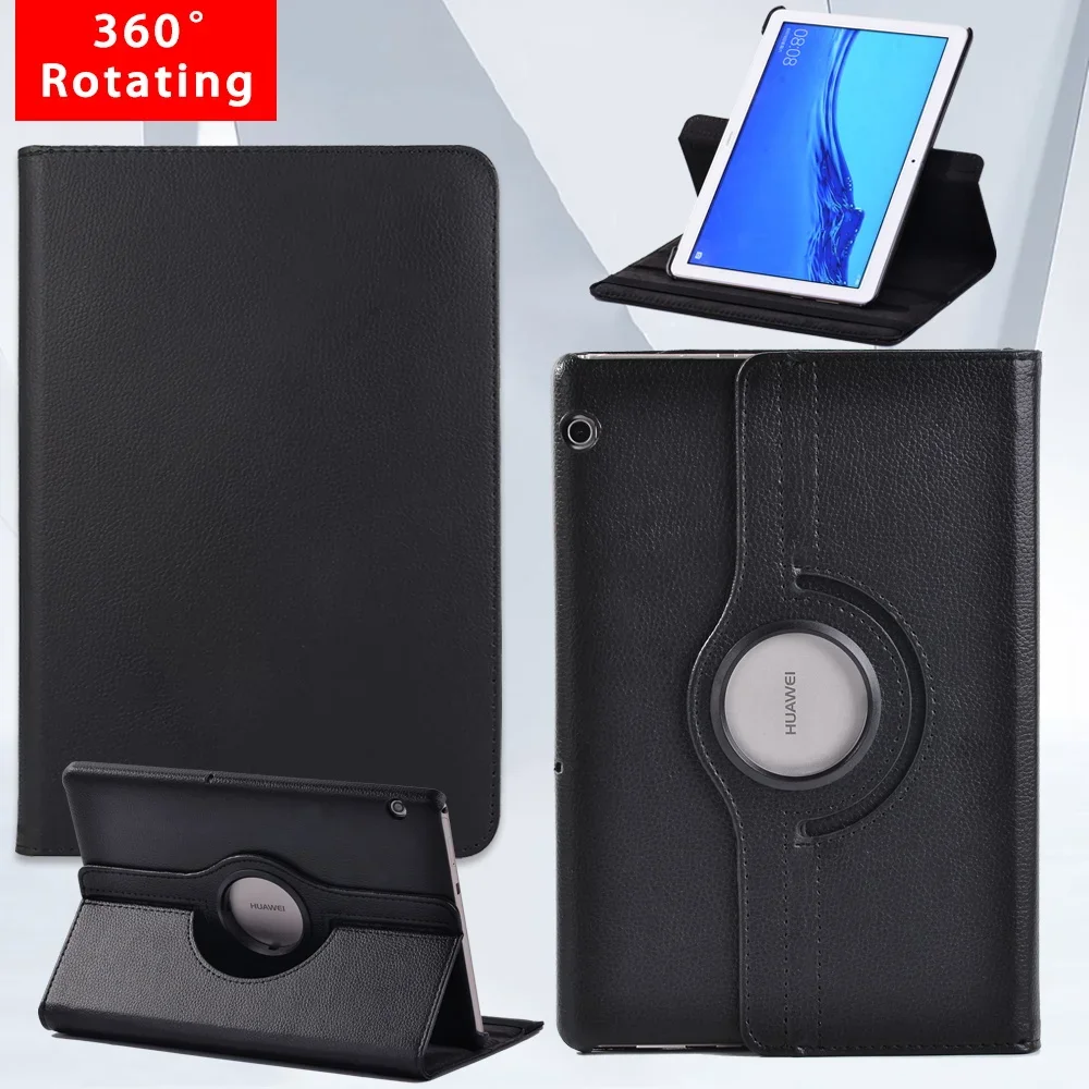 For Huawei MediaPad T5 10 10.1 Inch/T3 10 9.6 Inch 360 Rotation Smart Drop Resistance Tablet Cover Case + Stylus